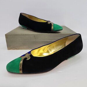 Vintage 1980's Enzo Angiolini Mardi Gras Style Low Pumps Women's Size 7.5M